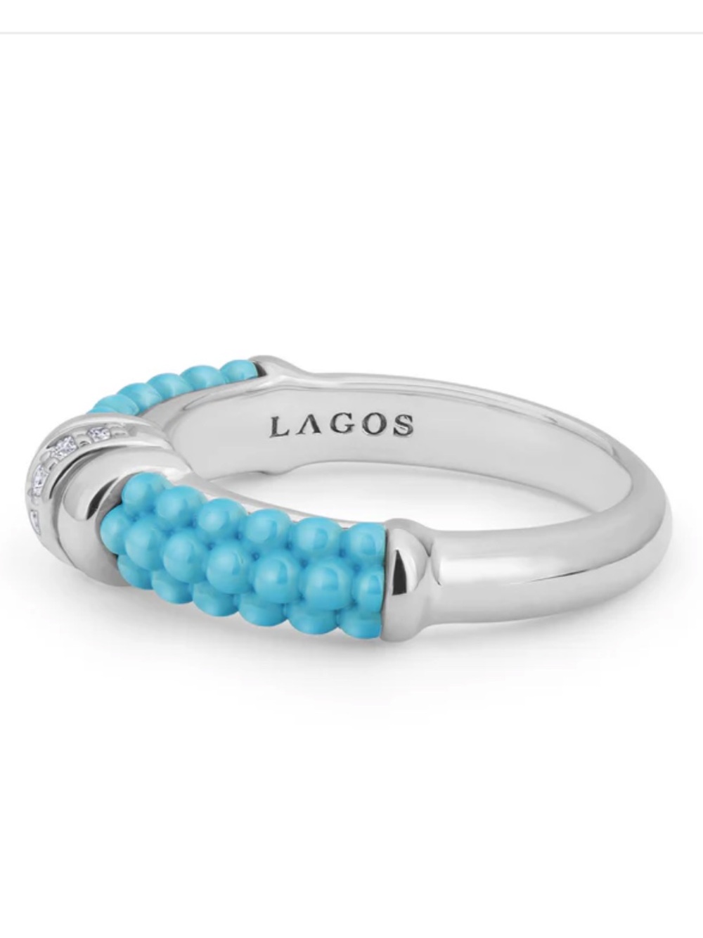 Blue Ceramic Diamond Stacking Ring from Lagos - Picture 11 of 11